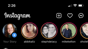 stories at the top of an Instagram feed