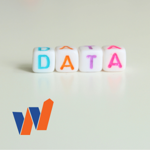 white dice with the words DATA written