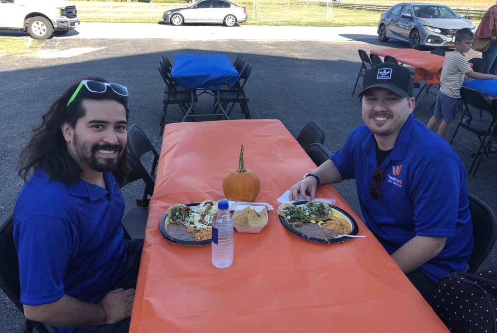 Having some yummy food on the day of the open house. 