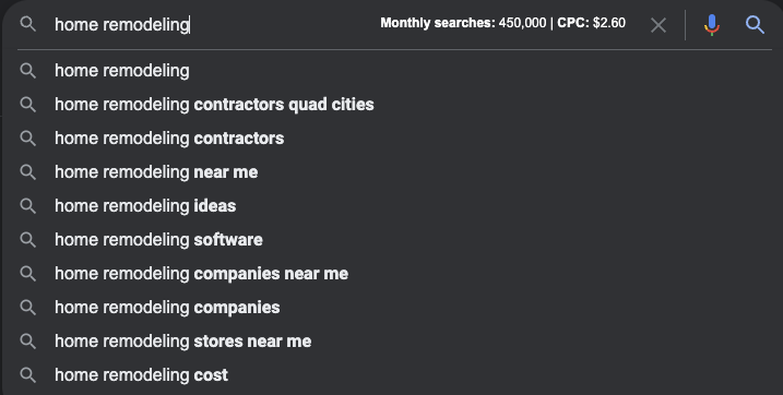 Using information in the drop down in the search bar in Google can give you valuable information for semantic SEO. 