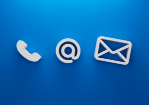 Picture of a phone symbol, an @ symbol, and an email symbol. Contact us for more information