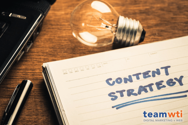 Image portraying brainstorming about content strategy. 
