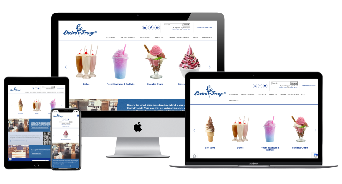 Screenshot of Electro Freeze website