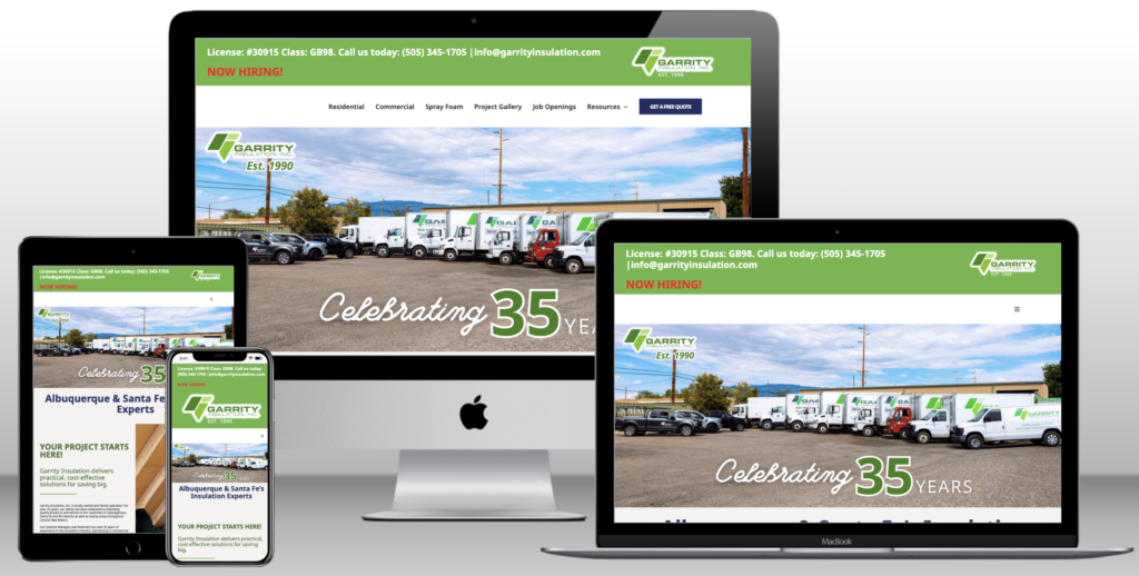Screenshot of Garrity Insulation website