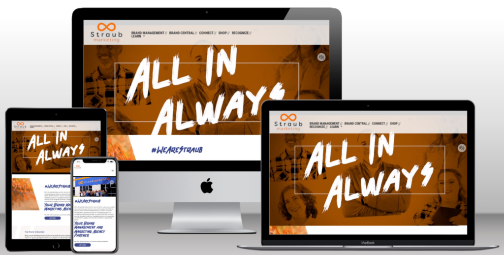 Straub website shown on desktop, laptop, mobile and tablet