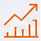 Analytics showing an upward scale icon